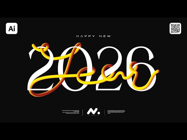 Modern Typographic New Year Design in Illustrator | Illustrator Tutorials | Modern New Year Design
