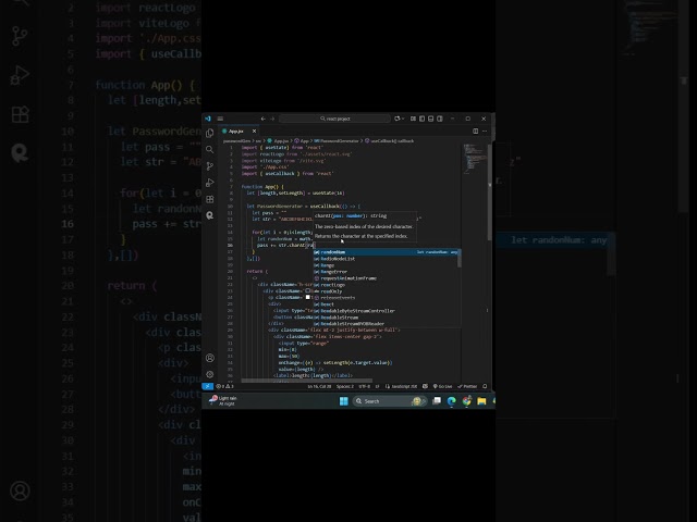 Password generator using React | React project | #shorts  #coding #reactjs