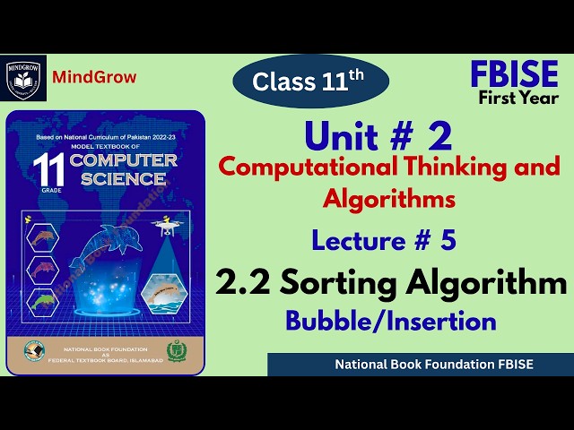 Chapter 2 | Common Computing Algorithms | Insertion Sort & Bubble Sort | Class 11 Computer FBISE NBF