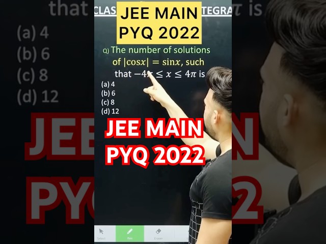 Q) The number of solutions of |cos𝑥|=sin𝑥, such that −4𝜋≤𝑥≤4𝜋 is