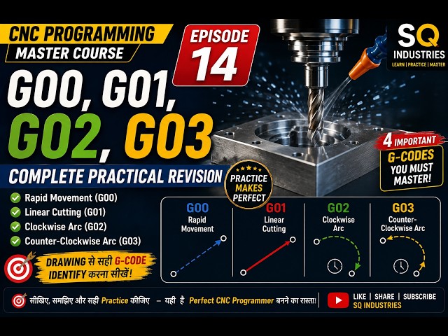 CNC Programming Episode 14 | G00 G01 G02 G03 Complete Practical Revision | Hindi