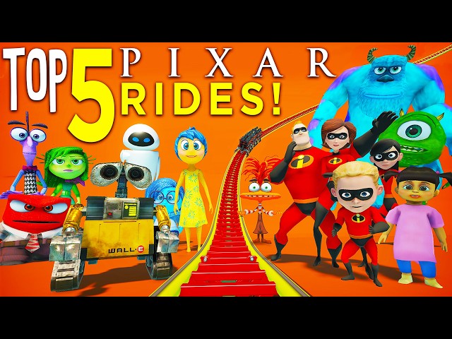 TOP 5 PIXAR Roller Coaster POVs & Movie Rides!