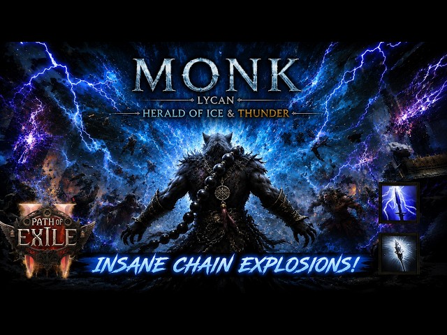 PoE 2 - Monk Build Herald of Ice & Thunder Werewolf - INSANE Chain Explosions