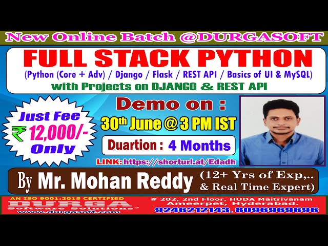 FULL STACK PYTHON Online Training @ DURGASOFT