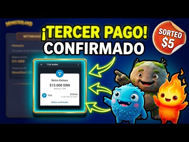 🤑 MONSTERLAND: ¡TERCER PAGO Confirmado! + Prueba de Pago $GRAM 💰 y SORTEO $5 🔥