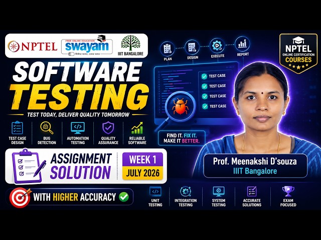 Software Testing Week 1 (July 2026) | Prof. Meenakshi D'souza - IIIT Bangalore