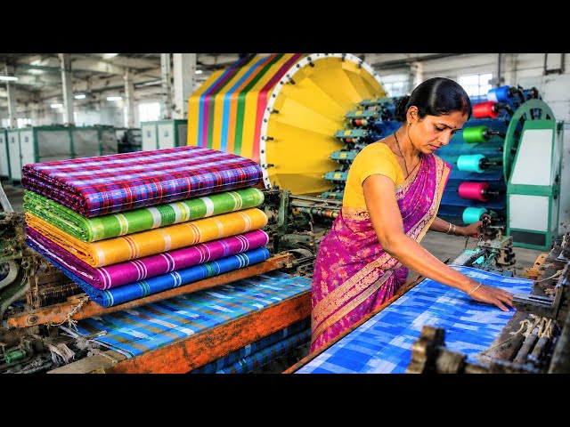 Lungi Manufacturing Process in Power Loom | Amazing Thread to Lungi Production | Lungi Factory