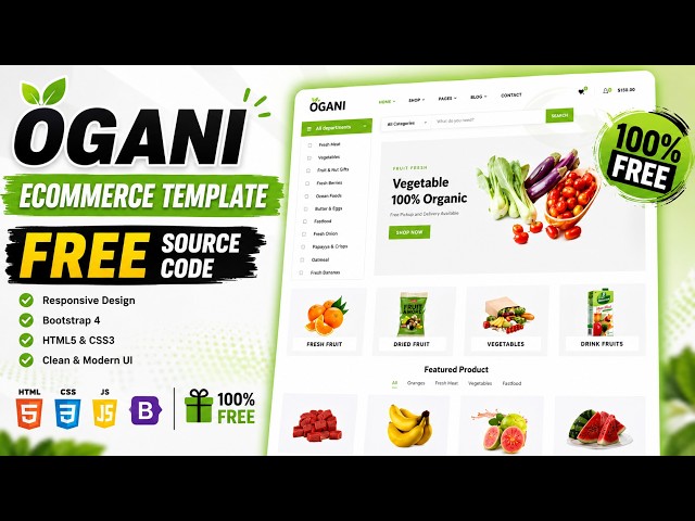 Modern Grocery Store Website Using HTML, CSS & JavaScript with Free Source Code