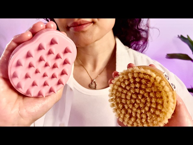 ASMR Tingly + Relaxing Upper Body Massage | Dry Brushing, Oil massage, (no talking, layered sounds)