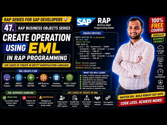 47. Create Operation using EML in RAP Programming, Use cases of Create in Entity Manipulation Lang.