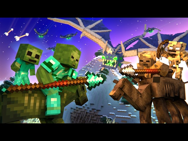 Zombie vs Camel Husk Parched vs Phantom Army - Mounts of Mayhem Battle (Minecraft Movie Animation)