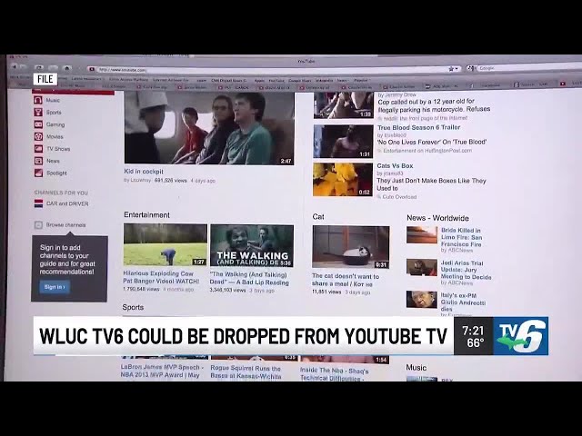 WLUC TV6 could be dropped from YouTube TV in dispute with NBC