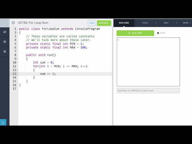 For loop example ap java
