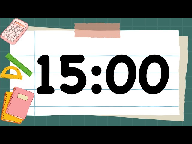 15 Minute Cute Back to School Math Timer (Fun Bells Alarm at End, No Music)