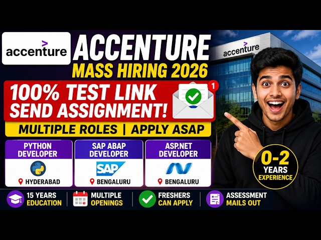 Accenture Test Mails Sending Out Now | Accenture Mass Hiring 2026 | Freshers Apply ASAP