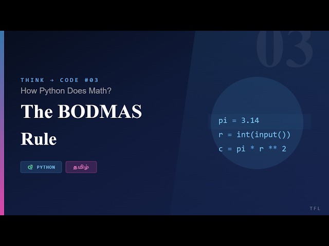 Python Math & BODMAS Explained: Powers, Division & Modulo | The First Loop (Tamil)