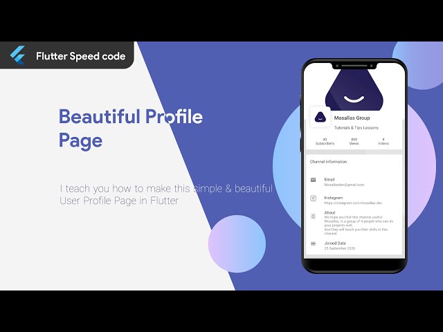 Simple & beautiful Profile page in Flutter | Flutter tutorials | Speed Code