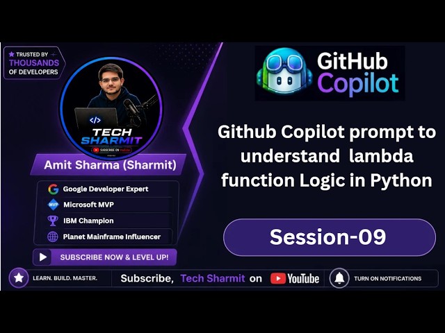 Github Copilot prompt to understand lambda function Logic Python | github copilot tutorial (Ep-09)