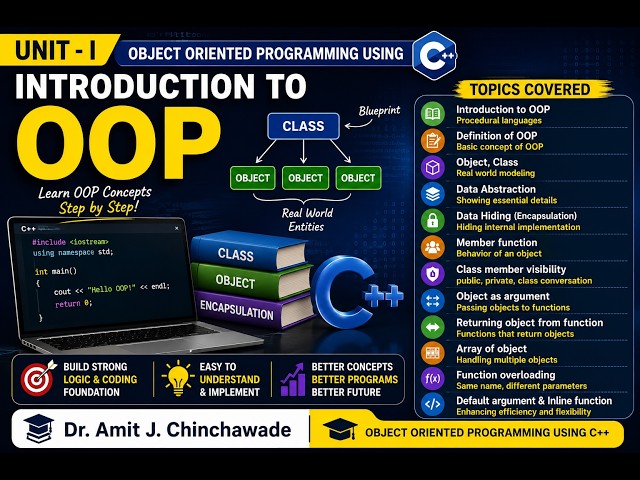 Introduction to OOPs- Object Oriented Programming using C++