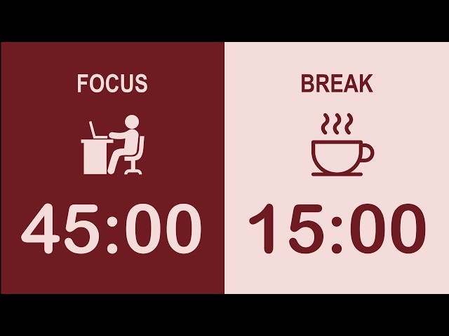 45/15 Pomodoro Timer (Brown Noise) | 3-Hour Deep Work Session✨