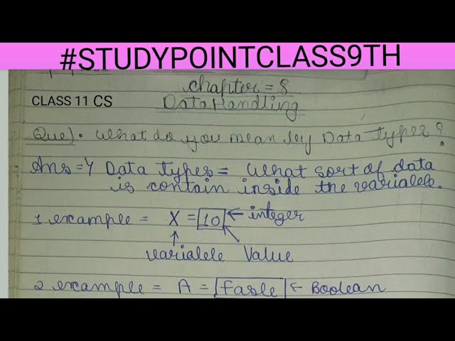 Data Handling , Class 11th Chapter 8 notes