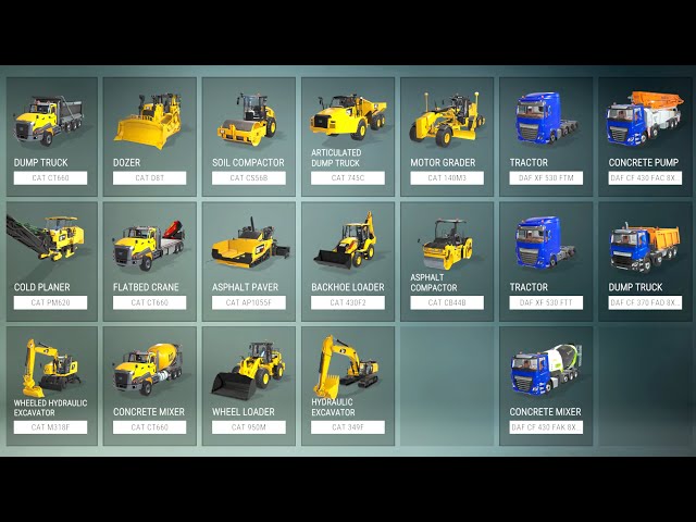 All Vehicles (currently) in the New Construction Simulator 2022 | Construction Simulator