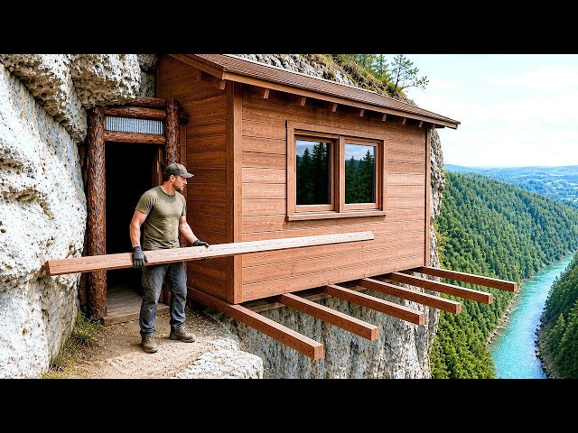 I Turned An Underground Stone Cave Into A Warm Survival Shelter With A Fireplace, Catch And Cook