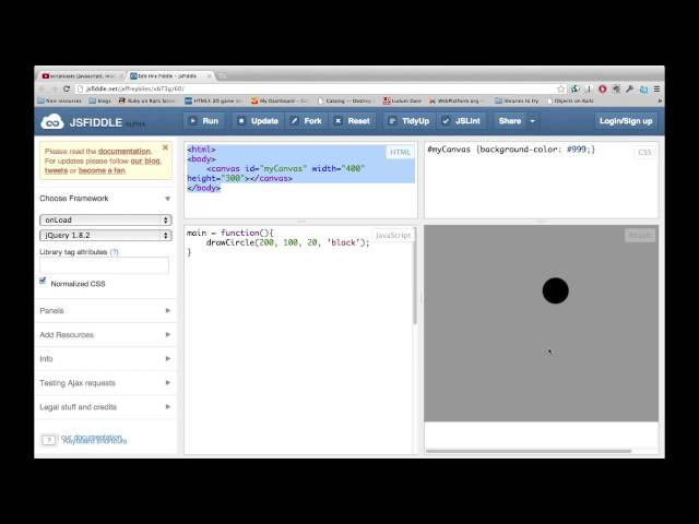 1.1 introduction to javascript:  spots on canvas lesson 1