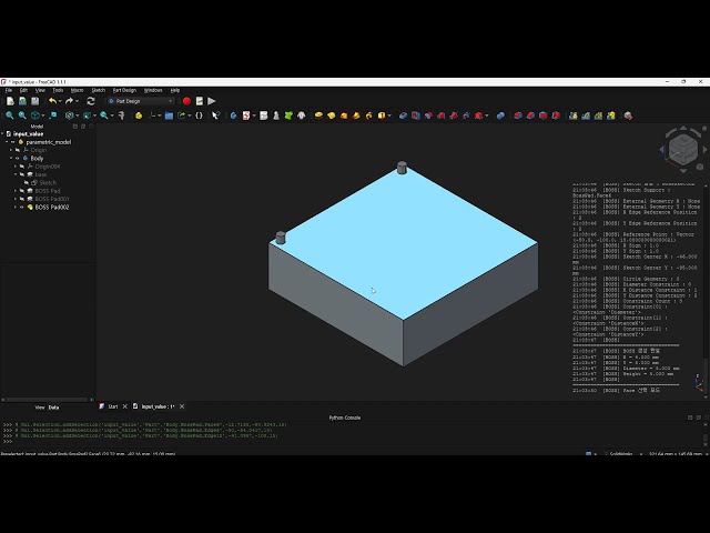 FreeCAD Boss Shape Insertion Program