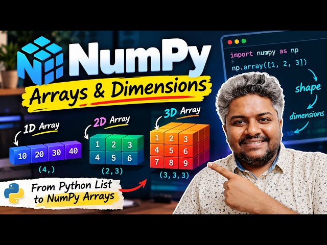 NumPy Arrays & Dimensions Explained | Python for AI & Machine Learning (Hinglish)