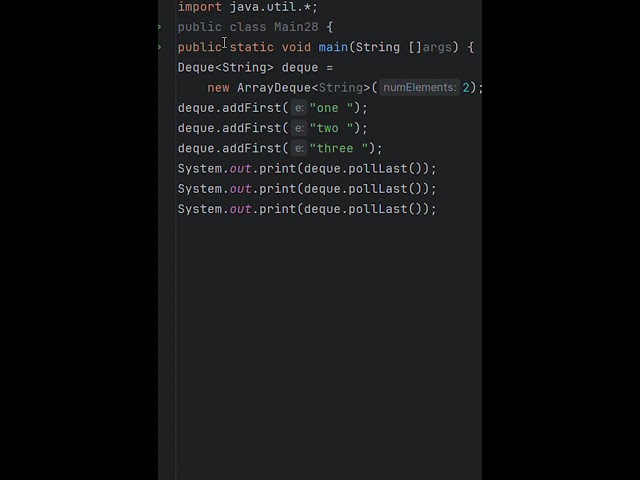 #28 Java coding questions and answers | Deque in Java, java assessment questions #codingshorts