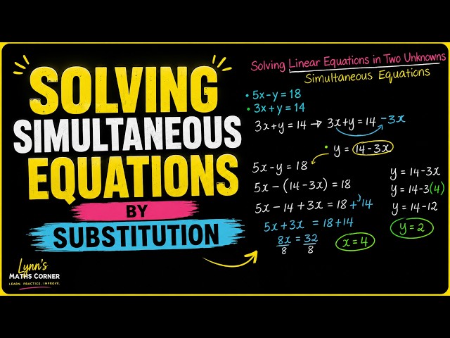 How to Solve Simultaneous Equations by Substitution Method| Step-by-Step Math Tutorial