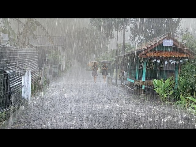 TERRIBLE CRAZY RAIN WALK  ⛈️  Therapeutic Heavy rain Sounds in Wet Soil Village |Overcome insomnia