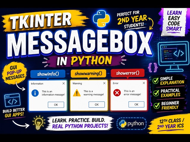Tkinter MessageBox in Python | showinfo(), showwarning() & showerror() Explained 🔥 | Python GUI