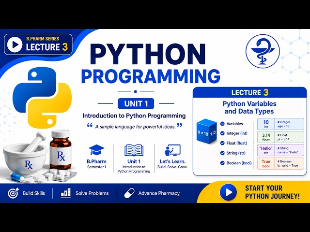 BP101T | Basic of Python Programming for Pharmaceutical sciences | Lecture 3 | Chapter 1