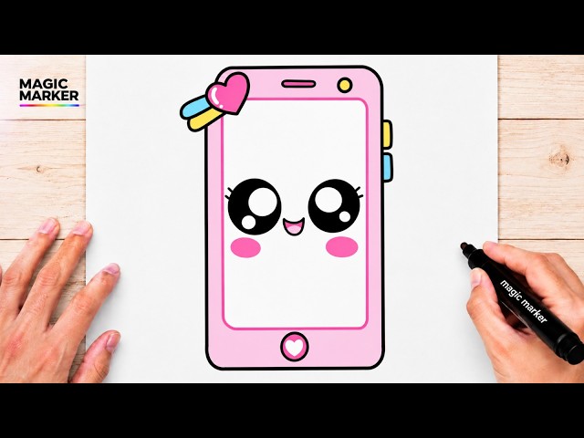 How to Draw a Cute Kawaii Phone 📱✨ | Easy Cute Digital Illustration
