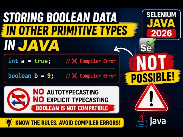 174. Storing boolean data into variable declared with other data types in Java (Selenium Java 2026)