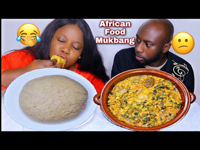 EATING ALL THE MEAT MUKPRANK ON HUSBAND | FUFU AND EGUSI SOUP MUKBANG | AFRICAN FOOD MUKBANG