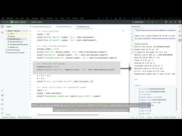 Python - Math module demo walkthrough