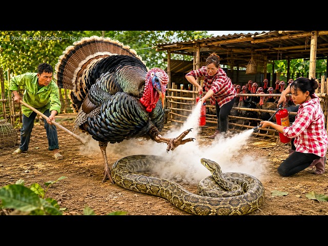 72 Hours Survival: Giant Python Attacks the Turkey Flock — Villagers Rush to the Rescue!