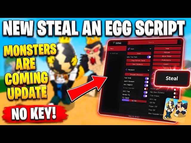 [NO KEY]  NEW Steal An Egg Scripts! (Roblox) | 🥚 AUTO STEAL EGGS + FAST GRAB + ESP + FLY + MORE