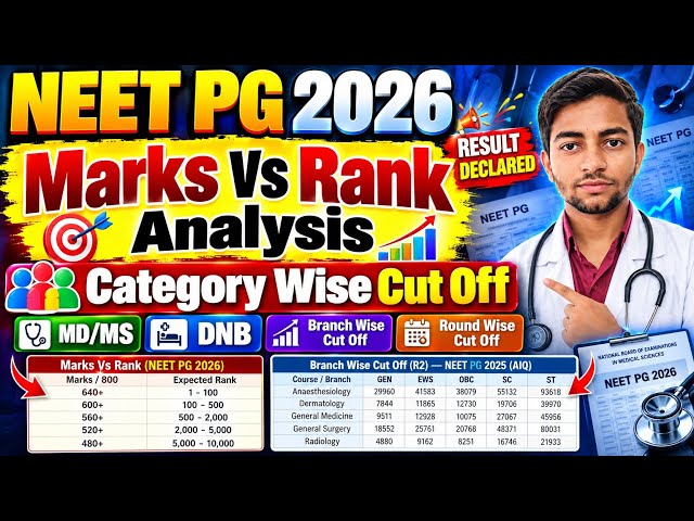 NEET PG 2026 Result Declared 🤩|Marks Vs Rank|Branch Wise Cut Off #neetpg #neetpg2026 #neetpgcutoff