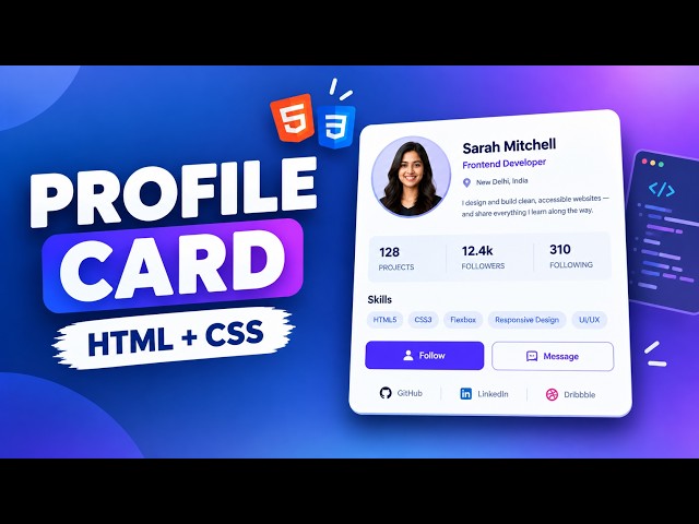 Personal Profile Card with HTML & CSS | Beginner Project | Version 2