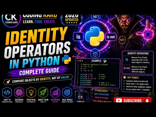 You're Using "==" Instead of "is"? 😱 | Identity Operators in Python Explained | #CodingKaro