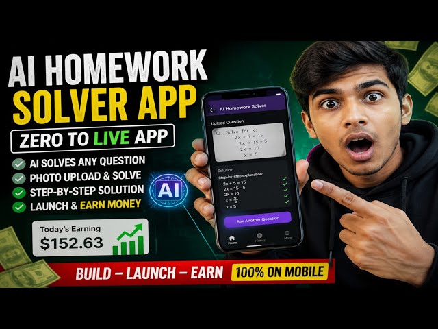Build AI Homework Solver App with Mobile Only | Gemini AI+ Adsterra + Free Hosting | Earn Money 2026