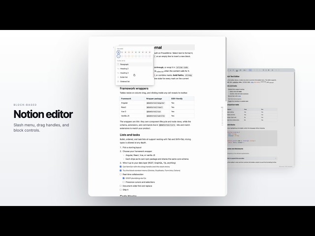 Domternal: Classic, Notion-Style or Headless Rich Text Editor for Angular, React, Vue & Vanilla