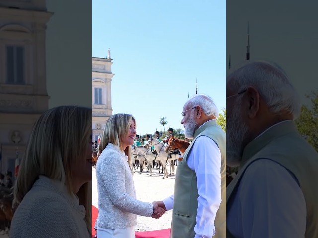 PM Modi accorded a ceremonial welcome in Italy | #shorts