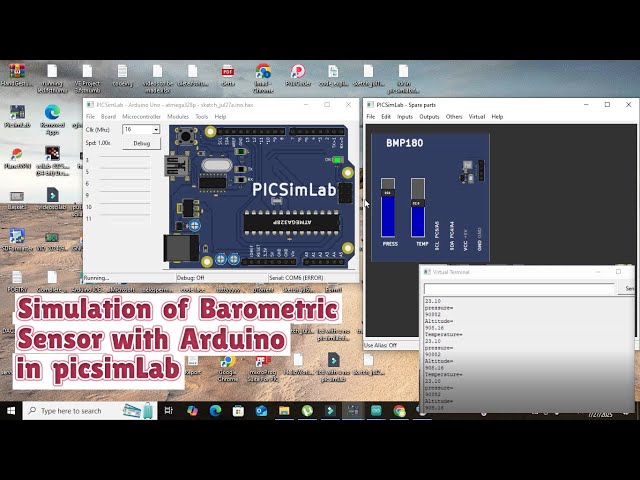 Simulation of barometric pressure sensor with arduino in picsimlab | atmospheric pressure sensor
