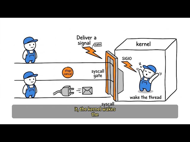 Zig Io.Threaded: plain blocking threads that still cancel reliably, via signals and EINTR
