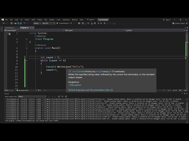 while loop in C#